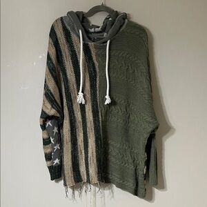 Easel Olive and Cream Knit Sweater